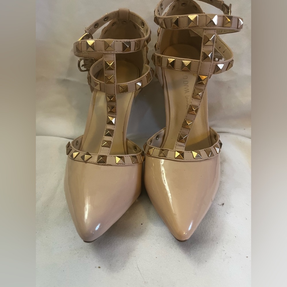 Wild Diva Cream Studded Heels